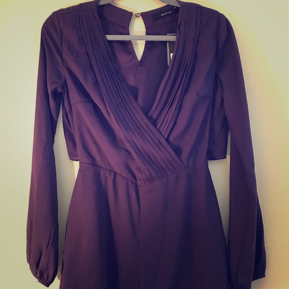 Purple backless romper